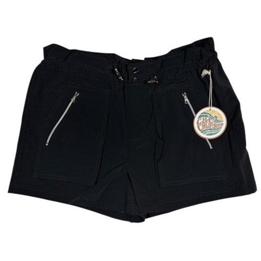 C&C California Womens Black Grid Ripstop Utility Cargo Shorts Size Small NWT
